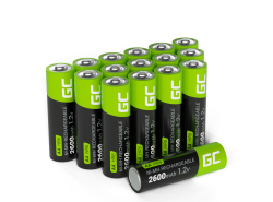 16x baterii reîncărcabile AA R6 2600mAh Ni-MH Acumulatori Green Cell