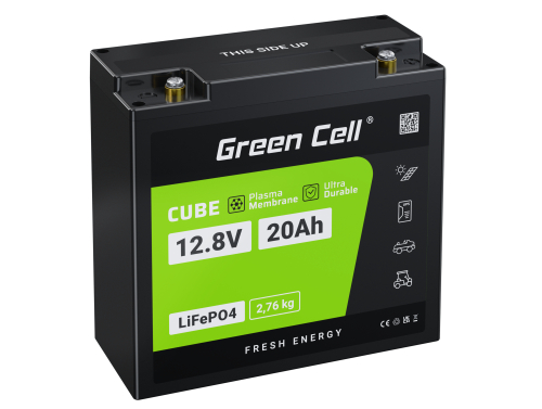 Green Cell® LiFePO4 Baterie 20Ah 12.8V 256Wh litiu-fier-fosfat pentru Sistem fotovoltaic, Camper, Barca